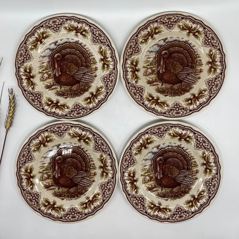 Vintage Victorian English Pottery By Edward Challinor - Set of 4 -Salad/Dessert